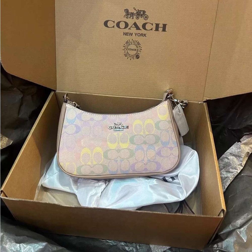 Coach Multicolor Pastel Signature Hobo Bag with Crossbody Strap - Picture 2 of 9